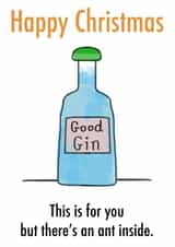 Funny Christmas card - gin - ants created by Wrong Hand Cards