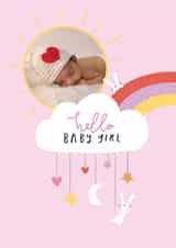 Personalised New Baby Photo Card created by Paperlink and Meraki Greeting Cards - Cute New Baby Photo Card - Hello Baby Girl