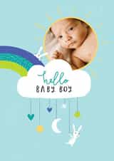 Personalised New Baby Photo Card created by Paperlink and Meraki Greeting Cards - Cute New Baby Photo Card - Hello Baby Boy