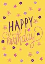 Colourful floral hand lettered birthday card created by @artsy_val