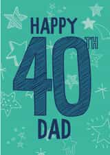 Classic Happy Birthday Card - Dad - 40th Birthday created by Betty Kitten