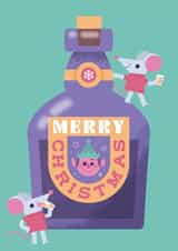 Cute boozy Christmas card - Christmas mice - for friends and family. created by Chris Wharton