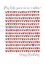 Classic Birthday Card - Wife - you're one in a million! created by The Boy and the Bear