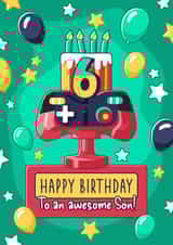 Cool Gaming Birthday Card - 6 Today - Son created by Evie Garnett Designs
