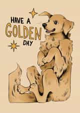 Cute Illustrated Golden Retriever Birthday Card - Have a Golden Day created by Liv Tilbury