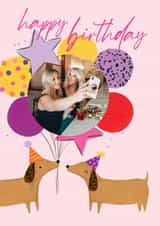 Personalised Birthday Photo Card created by Paperlink and Meraki Greeting Cards - Cute Sausage Dog Photo Card - Happy Birthday