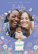 Personalised Birthday Photo Card created by Paperlink and Meraki Greeting Cards - Pretty Photo Card - Lovely Floral Birthday