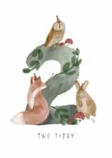 Illustrated Woodland Animals - 2nd Birthday Card created by Faye B Doodles