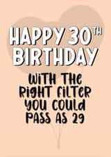 Rude 30th Birthday Card - Pass for 29 created by fyou cards