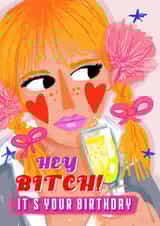Fun birthday card - for Britney fans - Hey Bitch created by NICHOLA COWDERY ILLUSTRATIONS 