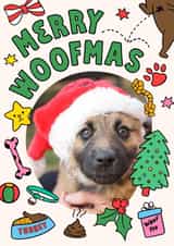 Personalised Christmas Photo Card created by Lisa Wardle - Cartoon Christmas Photo Card - Merry Woofmas