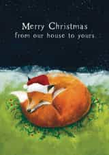 Cute Sleeping Fox Christmas card - From our Home to yours created by Giddy Kipper
