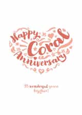 Classic Coral Anniversary card - for a special couple - 35 Years created by Fatchair Print