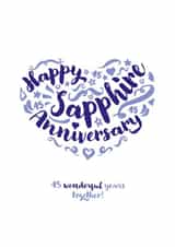 Classic Sapphire Anniversary card - for a special couple - 45 Years created by Fatchair Print