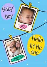 Personalised New Baby Photo Card created by Lisa Wardle - Cute new baby card - Baby Boy - Polaroid