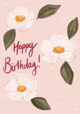 Birthday card with wild rose print created by Stephanie Webb-Bowen