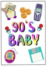 90’s Baby Birthday Card - Celebrate the 30’s with a throwback to the 90’s created by Lyndselizdesign