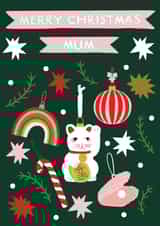 Modern - Rainbow - Stars - Magical - Merry Christmas Mum - Christmas Card- Cat created by Jennifer Protheroe