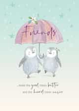 Cute Love & Friendship Card - Umbrella Penguins created by Orchard Design House