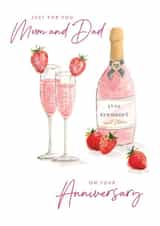 Mum and Dad Anniversary card - champagne - hand painted art created by Orchard Design House