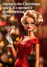 Funny Christmas card for your Best Friend- Doll Spirit of Christmas- Alcohol created by Vanilla Frosting Studio