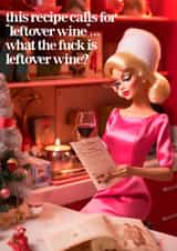Funny Christmas card for a friend or sister - A Doll with leftover wine- Humour created by Vanilla Frosting Studio