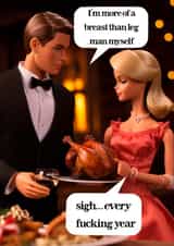 A funny and rude Christmas card - Breast Man created by Vanilla Frosting Studio