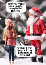 Funny Christmas card - Santa the Judgmental bastard created by Vanilla Frosting Studio