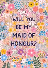 Pretty Wedding Card - Maid Of Honour - Flowers created by Pear Tree Press