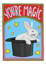 Cute Love / Thank You Card - Rabbit In A Magician's Hat - You're Magic created by You've Got Pen On Your Face