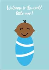 Cute New Baby Boy Card Welcome To The World Little Man Adorable Black Brown Baby created by SideHustleVibes