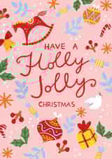Pretty Illustrated Christmas Card - Have a Holly Jolly Christmas created by Olla