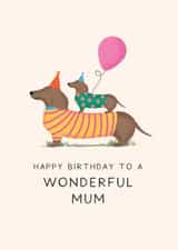 Cute Birthday Card - Wonderful Mum - Dachshund created by Studio Mads