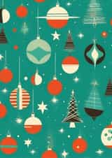 Cute classic mid century modern atomic retro Christmas card created by Atomicai Designs