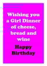 Funny birthday card for friend - girl dinner feminism trend created by CJ Designs