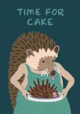 Cute Birthday Card For Loved One - Hedgehog Cake - Time for Cake created by summerdawnart