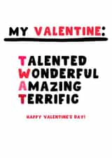 Cheeky Valentines Card - Twat - Partner created by Pink Peach Cards