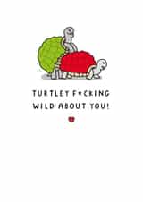 Funny Valentine Card - Turtley F*cking Wild About You created by mungo and shoddy