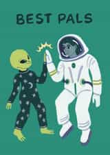 Fun Friendship Card For Your Best Friend - Alien & Astronaut - Best Pals created by summerdawnart