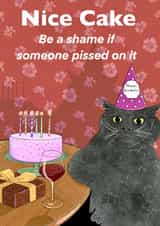 Funny cat birthday card created by C.W ILLUSTRATIONS 