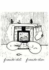 Christmas card - Winter Sketch - Fireside Chat Fireside Chien created by Harry Joseph