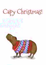 Wish someone a 'Capy Christmas' with this cute capybara card created by LeopardyNonsense