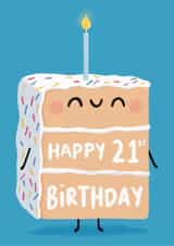 Cute Birthday Cake Card - Happy 21st Birthday created by Sophie Kent Illustration
