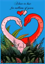 Cute Anniversary or Valentine's Card For Significant Other- Dinosaur Heart Shape created by Tee Rex