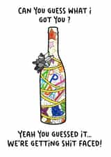 Funny wine alcohol bottle wrapped up card created by Jungle Beat Creations