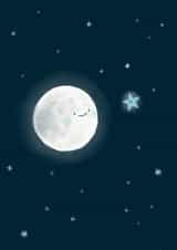 Moon and Star New Baby Card - Cute illustration created by Chloe illustrates