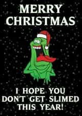 Merry Christmas - Fun Slimer Ghostbusters card for friends and family created by Tom Sheldrick