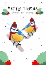 Funny and cute Christmas card for your tit loving friends. created by Rebecca Collins