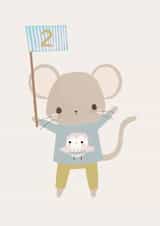 Cute Birthday Card - 2 Today - Mouse created by Vicky Carpenter