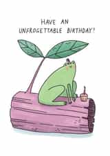 Cute Birthday Card - Funny Frog Pun - Unfrogettable Birthday created by Sunpatch Society